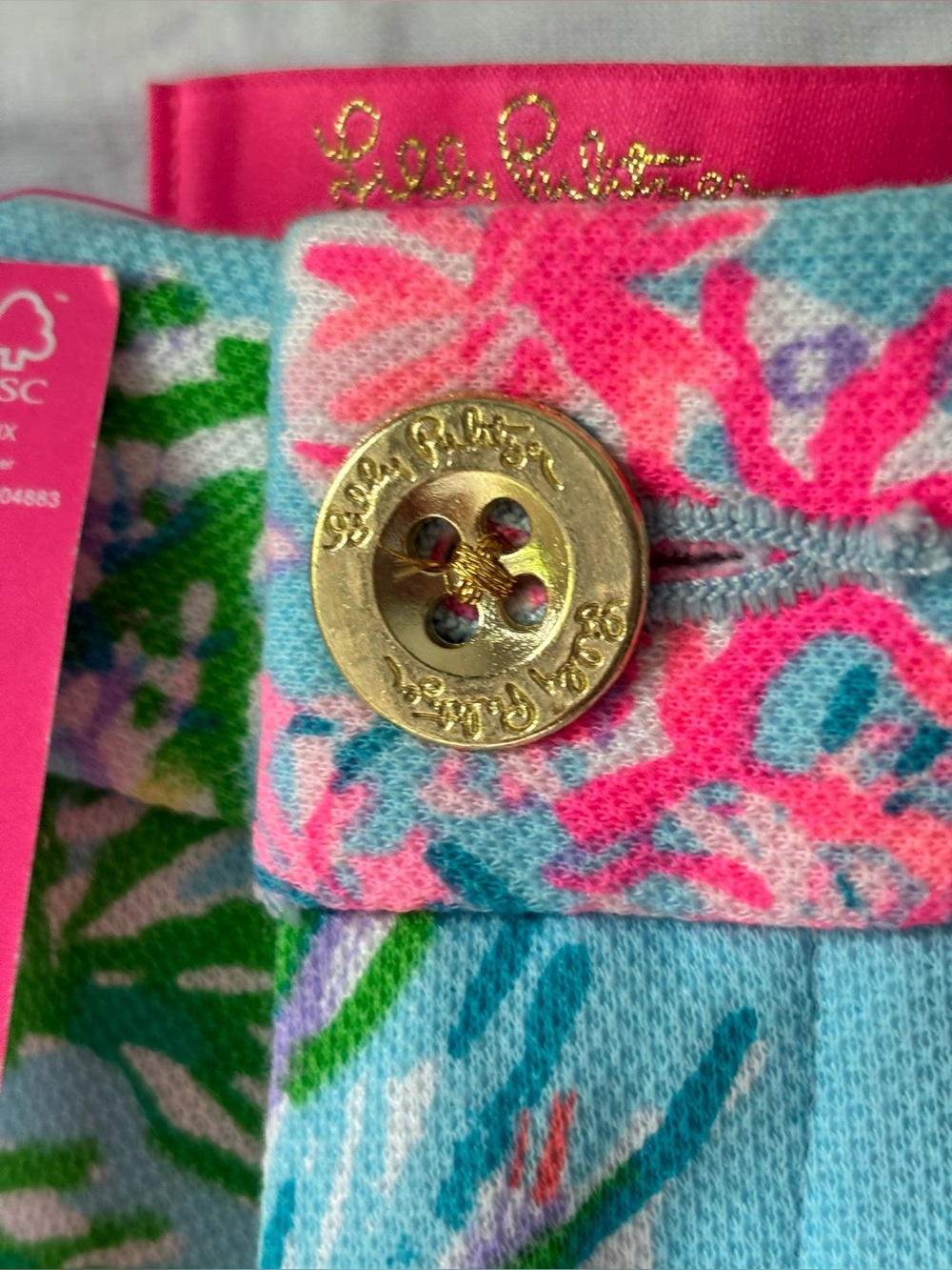 LILLY PULITZER Buttercup Knit Celestial Blue-Cay to My Heart Scalloped Hem Short - Picture 5 of 5